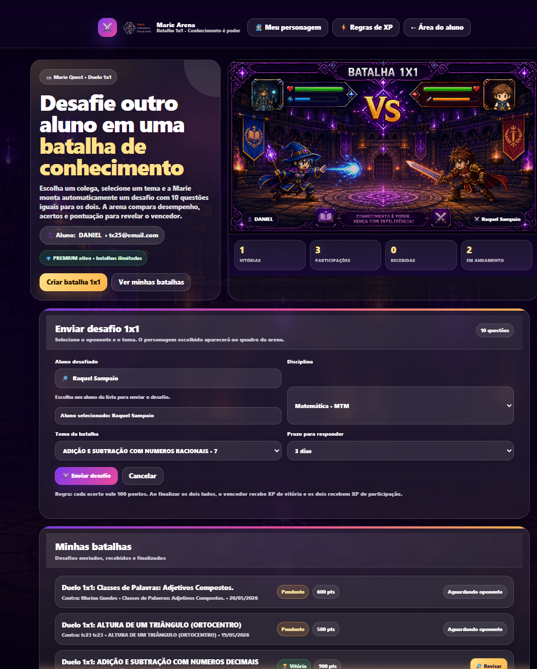 Duelo 1x1 entre alunos